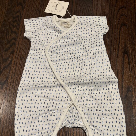 OUEF Infant set: Cream with Blue Infant onesie + Swaddle - Picture 2 of 15